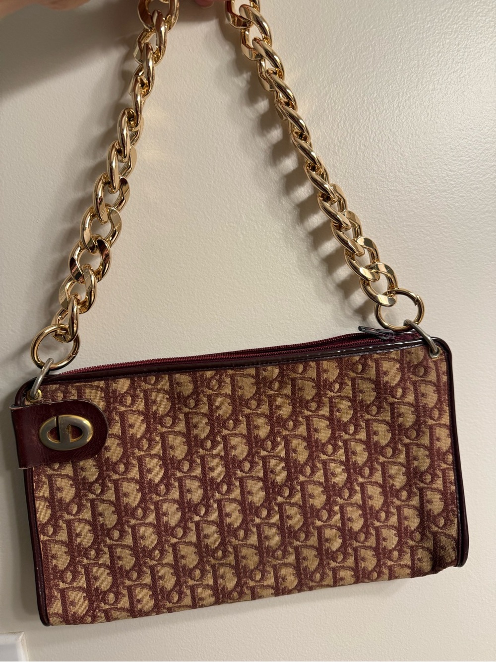 Dior Red and Tan trotter Clutch